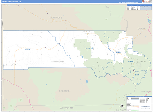 San Miguel County, CO Zip Code Map